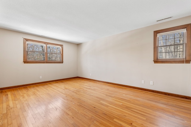 empty room featuring a healthy amount of sunlight and light wood-type flooring