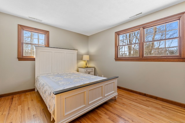 bedroom with light hardwood / wood-style flooring