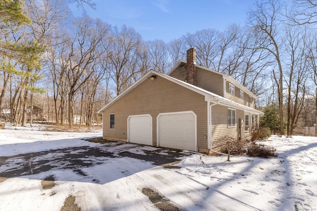 view of snow covered property