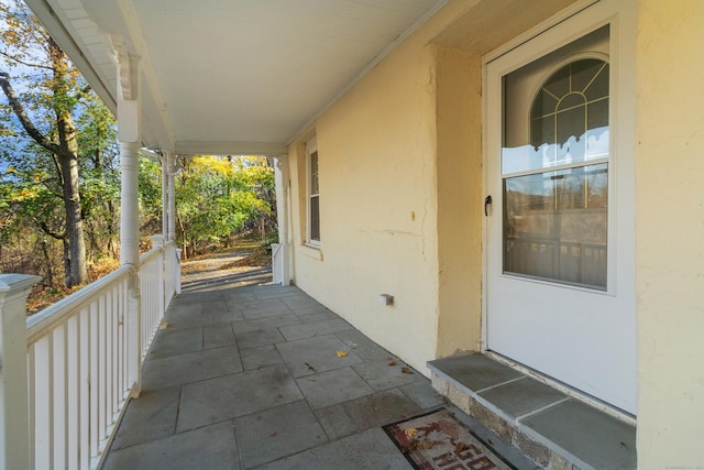 view of patio featuring a porch