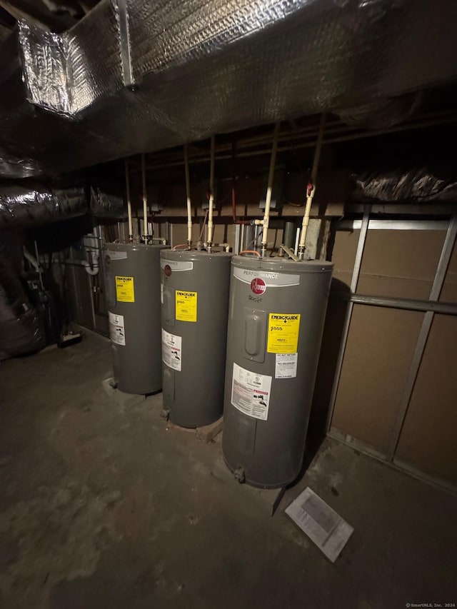 utility room with water heater