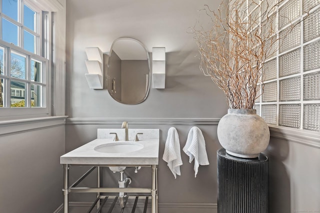 bathroom with plenty of natural light and a sink