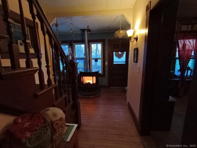 corridor with dark hardwood / wood-style floors