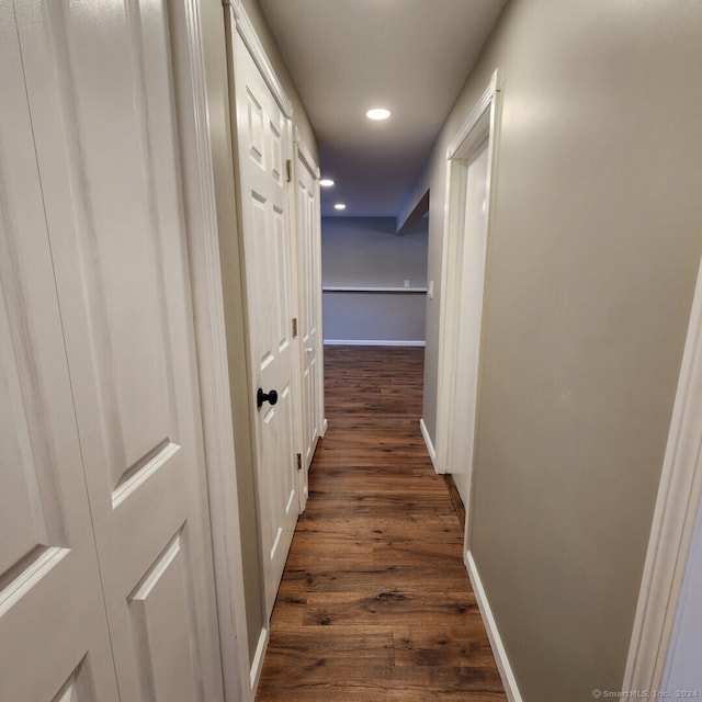 hall featuring dark hardwood / wood-style floors