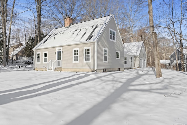 view of snow covered property