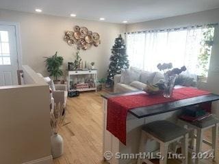 dining space featuring hardwood / wood-style flooring