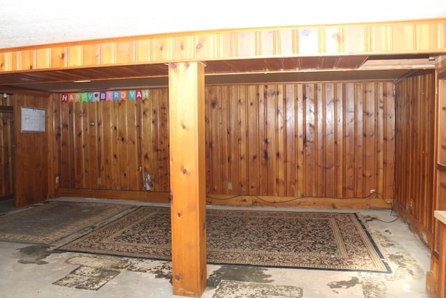 interior space with wooden walls