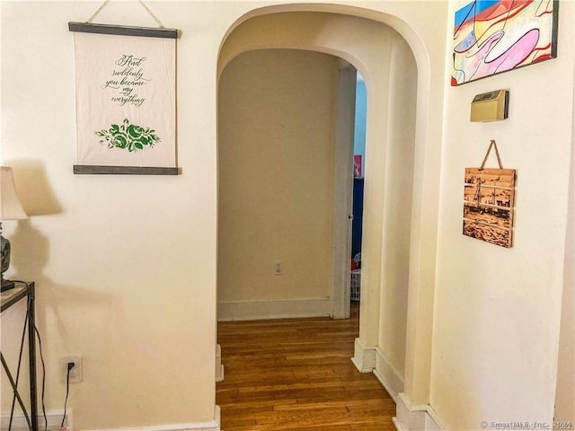 hallway featuring hardwood / wood-style floors