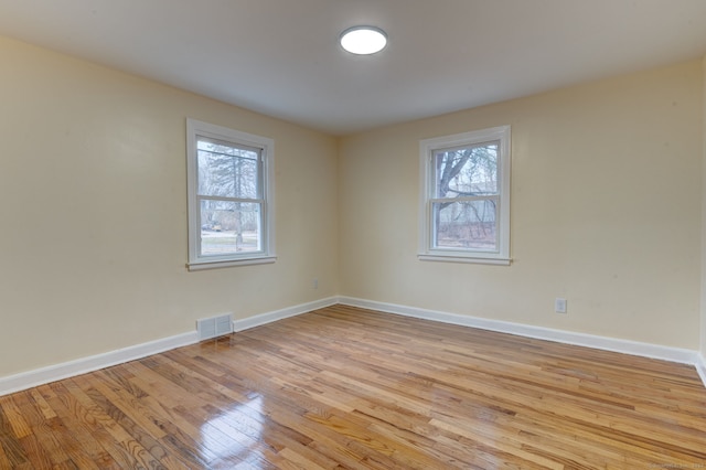 empty room featuring plenty of natural light and light hardwood / wood-style flooring