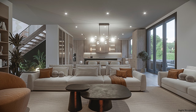 living room featuring light hardwood / wood-style flooring