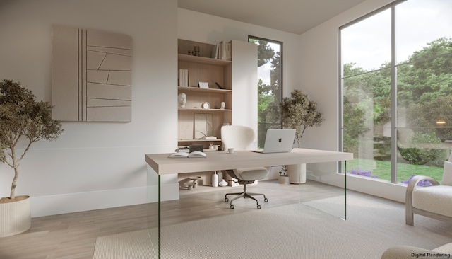 office area featuring light wood-type flooring