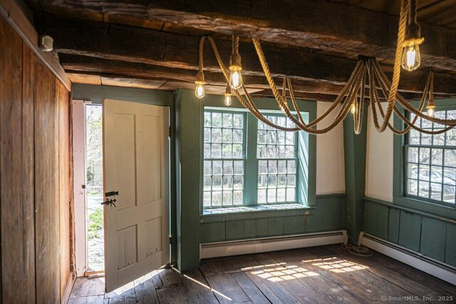 131 Cow Hill Rd, Clinton, CT 06413 - entryway featuring plenty of natural light, baseboard heating, and a notable chandelier