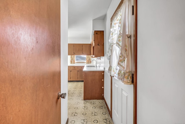 bathroom with vanity and tile patterned floors