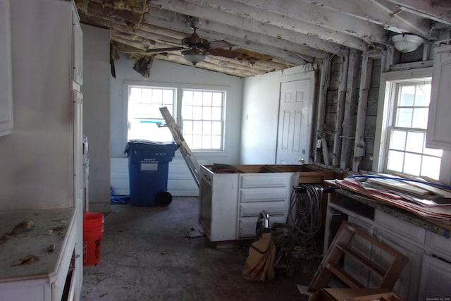 misc room featuring a wealth of natural light and ceiling fan