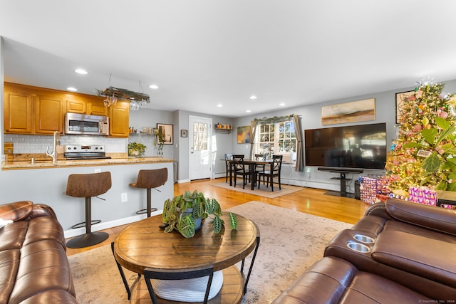 living room featuring light hardwood / wood-style flooring