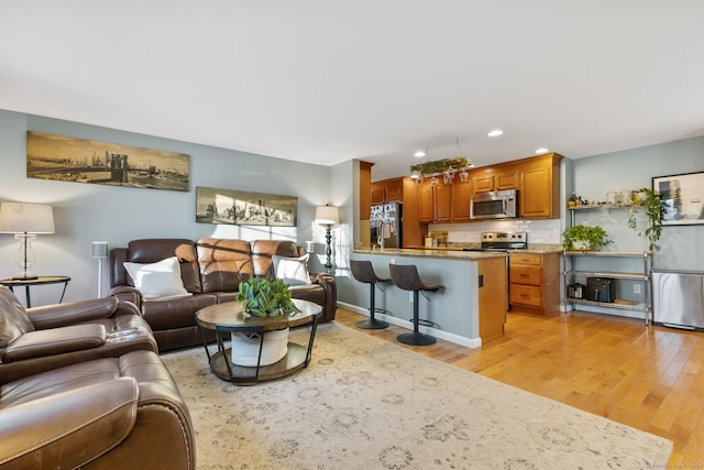 living room with light wood-type flooring