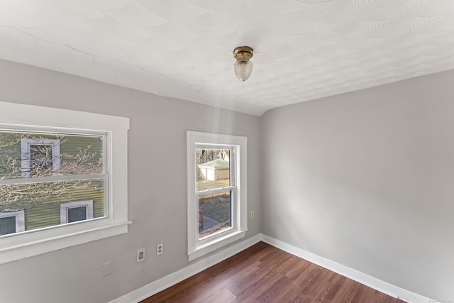 unfurnished room featuring dark wood-type flooring