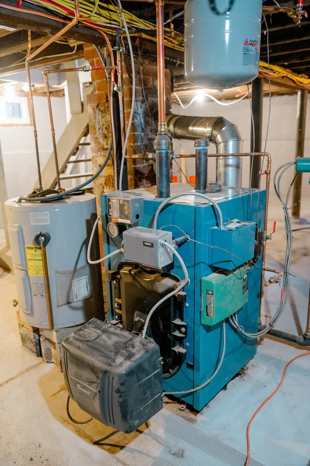 utility room with water heater