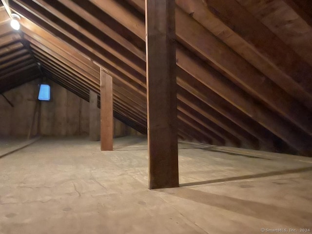 view of unfinished attic