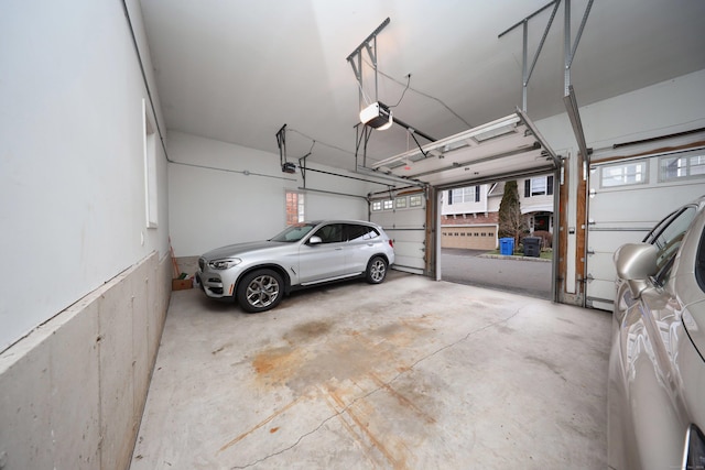 garage with a garage door opener