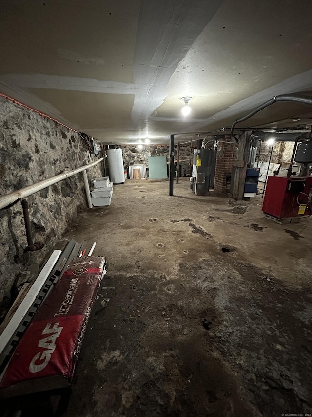 basement with water heater