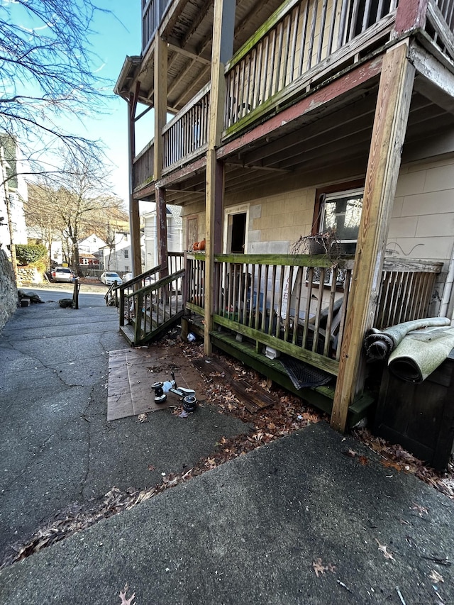 view of home's exterior featuring a balcony