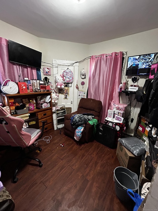 bedroom with wood-type flooring