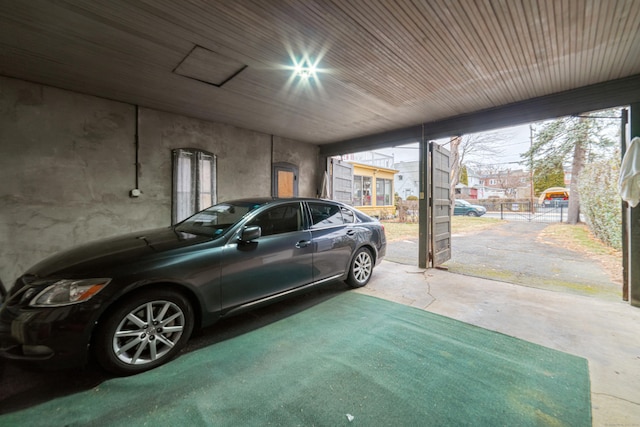 garage with a carport