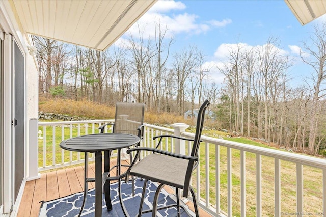 wooden balcony with a deck