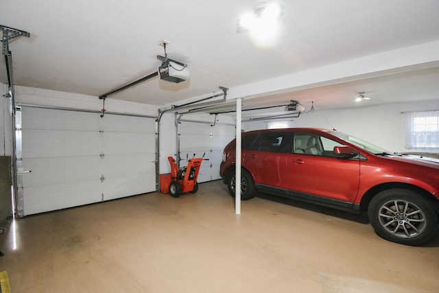 garage with a garage door opener