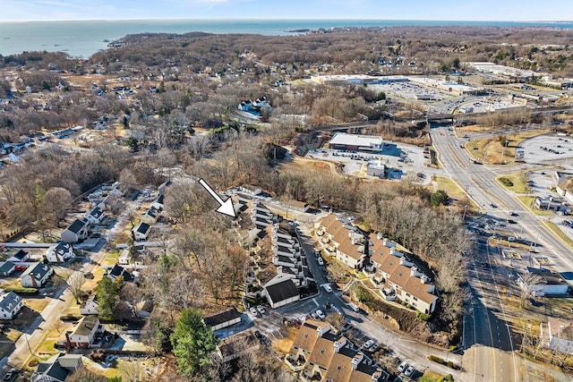 bird's eye view featuring a water view