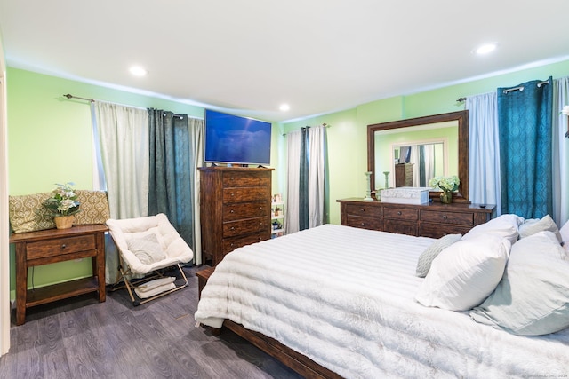 bedroom featuring dark wood-type flooring