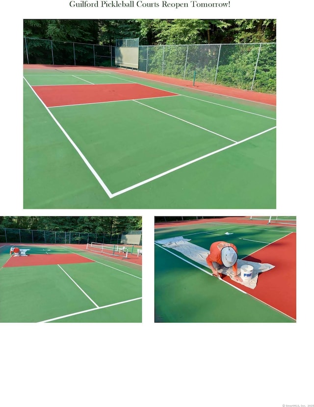 view of tennis court featuring basketball hoop