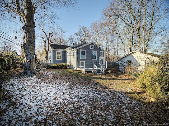 view of front of home featuring a deck