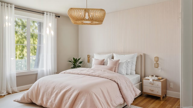 bedroom with hardwood / wood-style floors