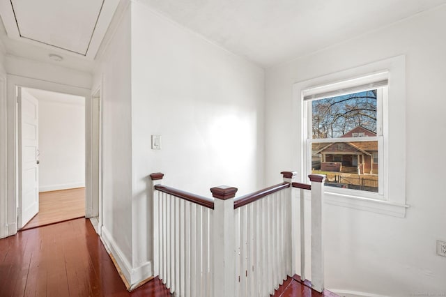 hallway with hardwood / wood-style floors