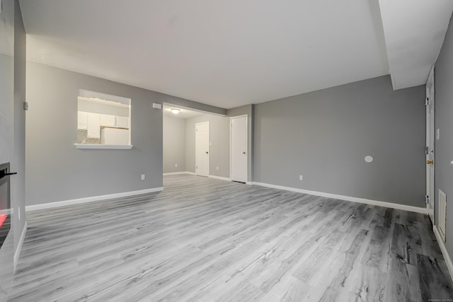 unfurnished living room with light hardwood / wood-style flooring