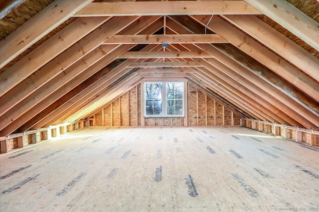 view of unfinished attic