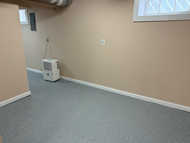 basement with electric panel