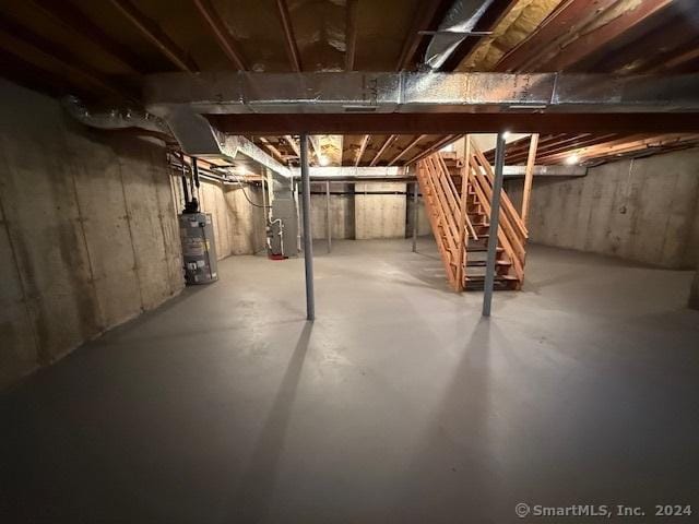 basement featuring water heater