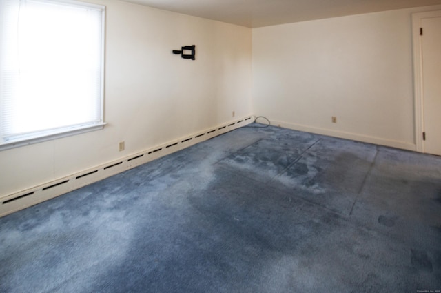 unfurnished room featuring a baseboard radiator