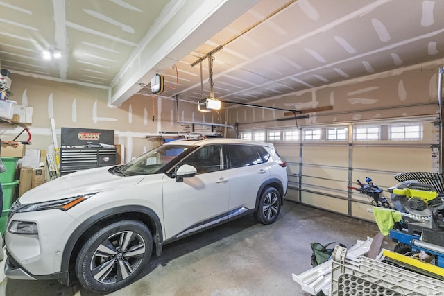 garage with a garage door opener