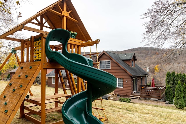 view of play area featuring a yard