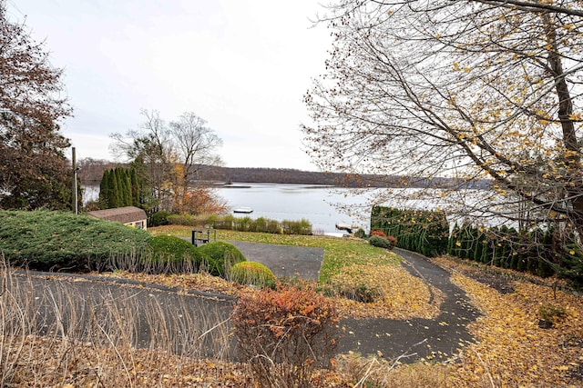 view of yard featuring a water view