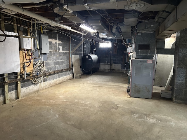 basement with electric panel