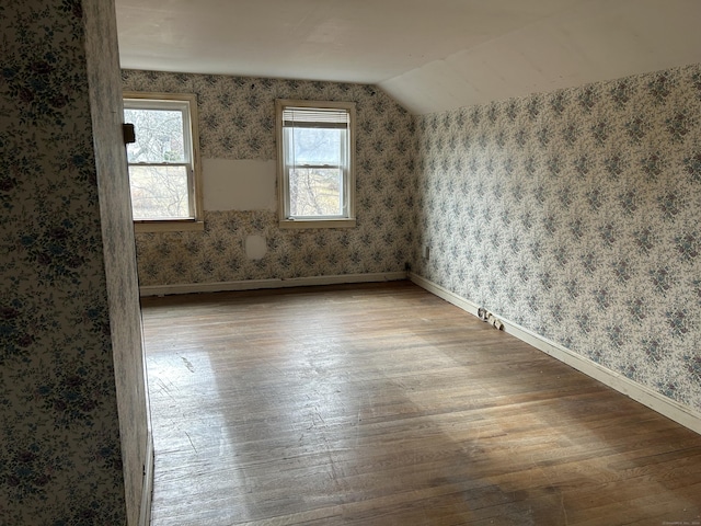 bonus room with lofted ceiling and hardwood / wood-style flooring