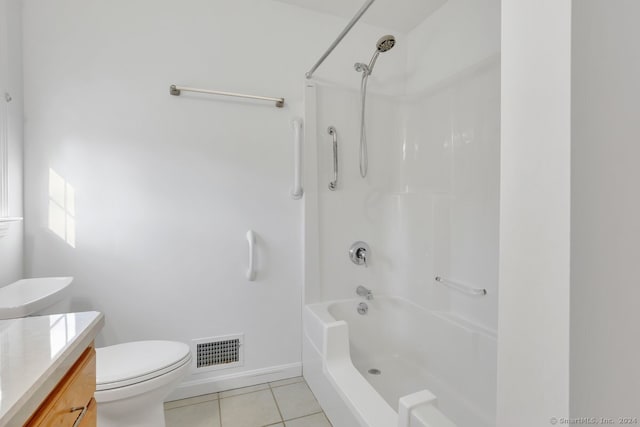 full bathroom with tile patterned floors, vanity, toilet, and shower / bathing tub combination