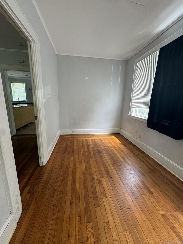 empty room with hardwood / wood-style floors and plenty of natural light