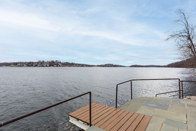 dock area featuring a water view