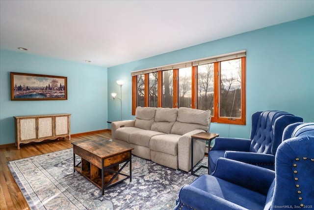 living room with hardwood / wood-style floors